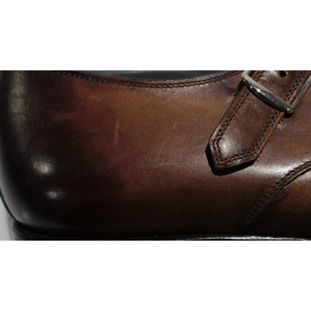 Di Bianco NWD Double Monk Strap Dress Shoes Size 9 US in Brown Leather